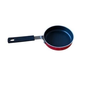 Mini Nonstick Frying Pan Skillet 6 in Red Black Handle Electric Gas